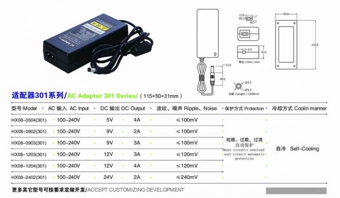 12V 3AMP التيار الكهربائي 115 * 47 * 32mm CCTV محول التيار الكهربائي مع سلك طاقة التيار المتردد 0